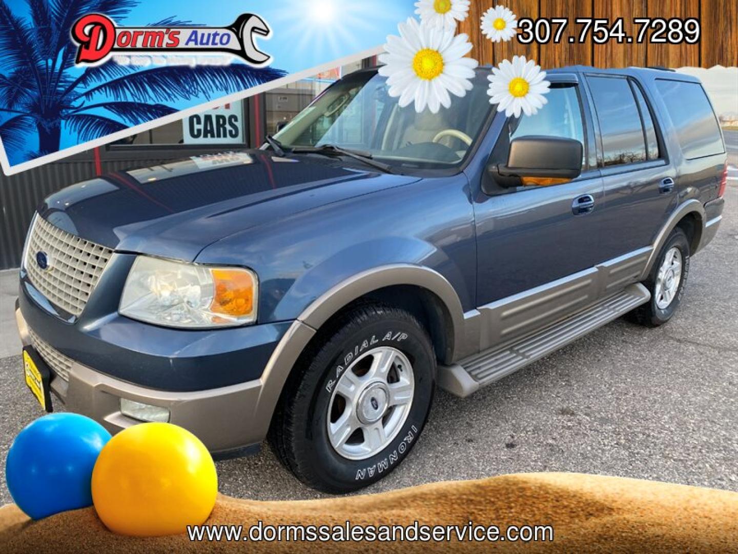 2003 Medium Wedgewood Blue Clearcoat Ford Expedition Eddie Bauer (1FMFU18L13L) with an Triton 5.4L V8 260hp 350ft. lbs. engine, Automatic transmission, located at 842 E South Street, Powell, WY, 82435, (307) 754-7289, 44.752300, -108.746933- Photo#0