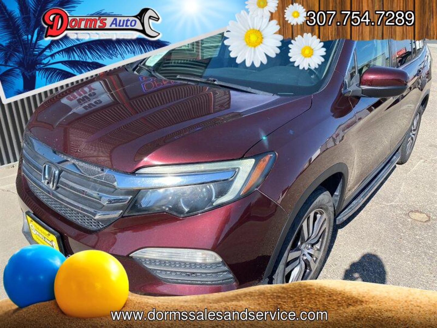 2016 Burgundy Honda Pilot EX-L (5FNYF5H5XGB) with an 3.5L V6 280hp 262ft. lbs. engine, Automatic transmission, located at 842 E South Street, Powell, WY, 82435, (307) 754-7289, 44.752300, -108.746933 - Photo#0