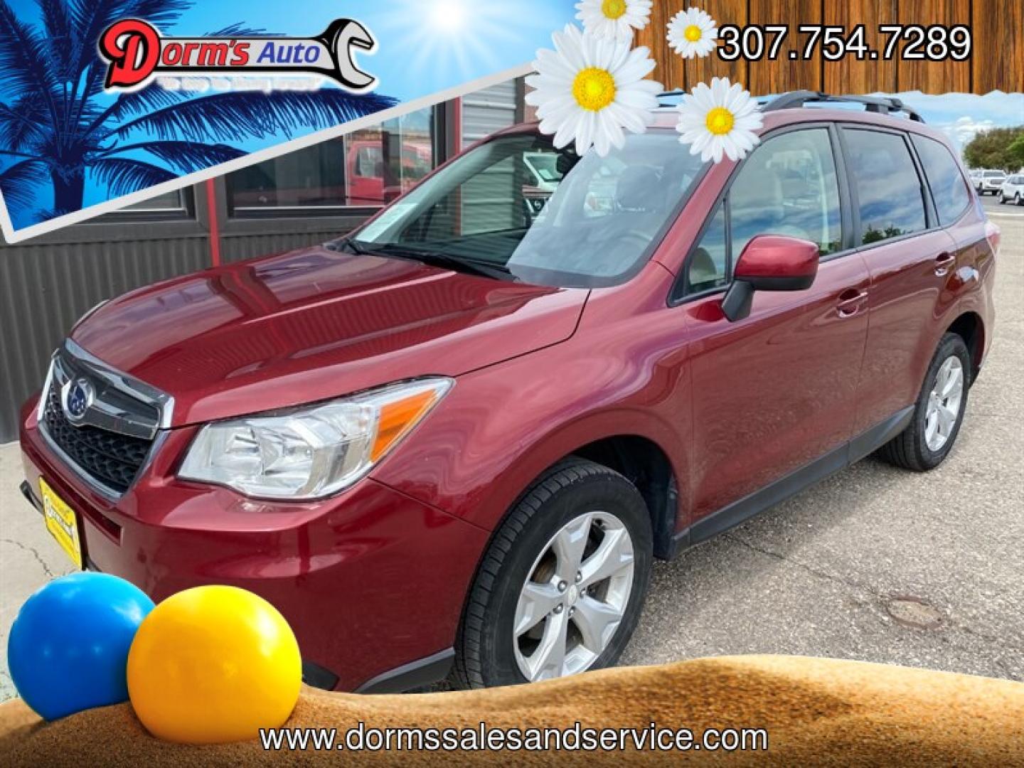 2016 Venetian Red Pearl Subaru Forester 2.5i Premium (JF2SJADC9GH) with an 2.5L H4 170hp 174ft. lbs. engine, Automatic transmission, located at 842 E South Street, Powell, WY, 82435, (307) 754-7289, 44.752300, -108.746933- Photo#0