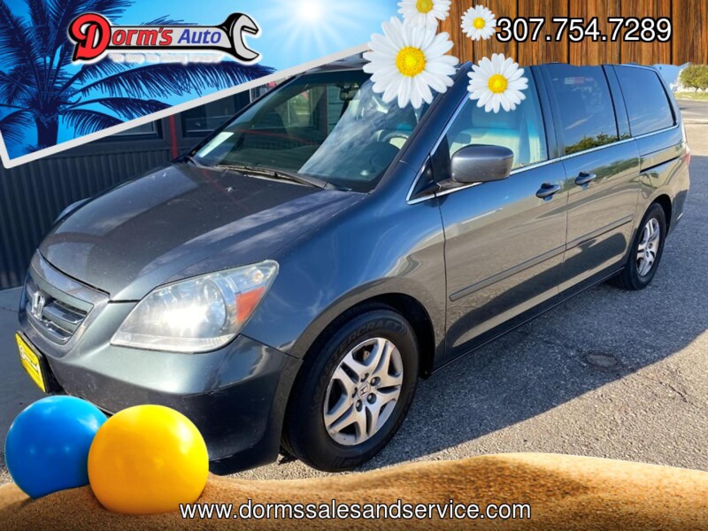 2006 Blue Honda Odyssey EX (5FNRL384X6B) with an 3L NA V6 single overhead cam (SOHC) 24V engine, Automatic transmission, located at 842 E South Street, Powell, WY, 82435, (307) 754-7289, 44.752300, -108.746933- Photo#0